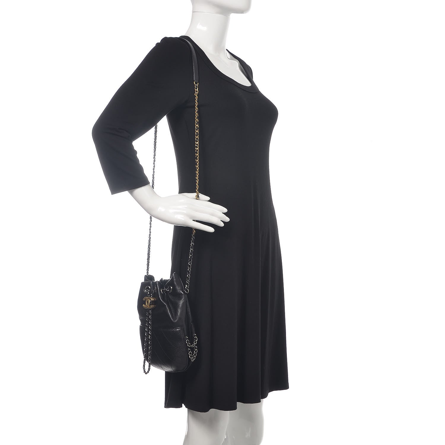 Chanel Calfskin Quilted Small Gabrielle Bucket Black 2 of 9