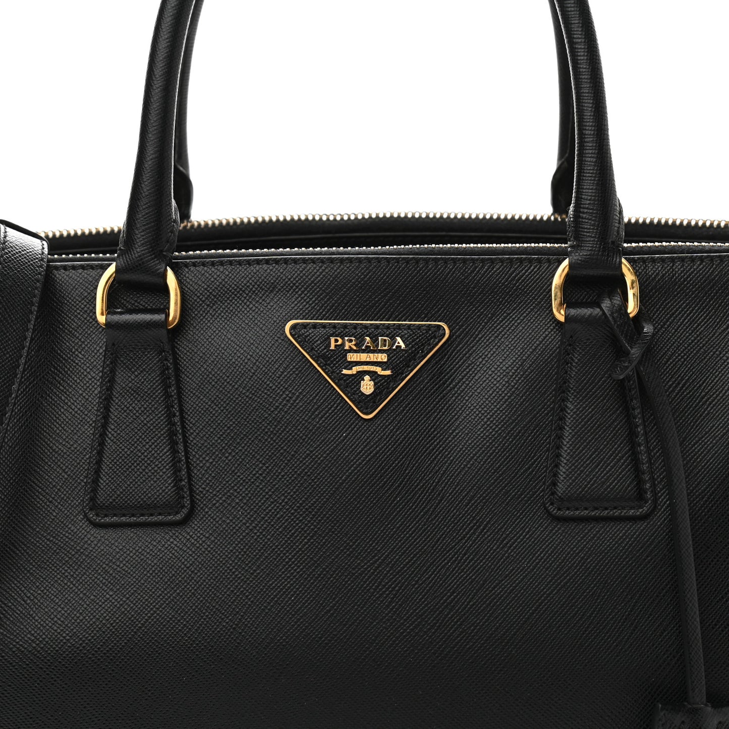 Saffiano Medium Galleria Double Zip Tote Black