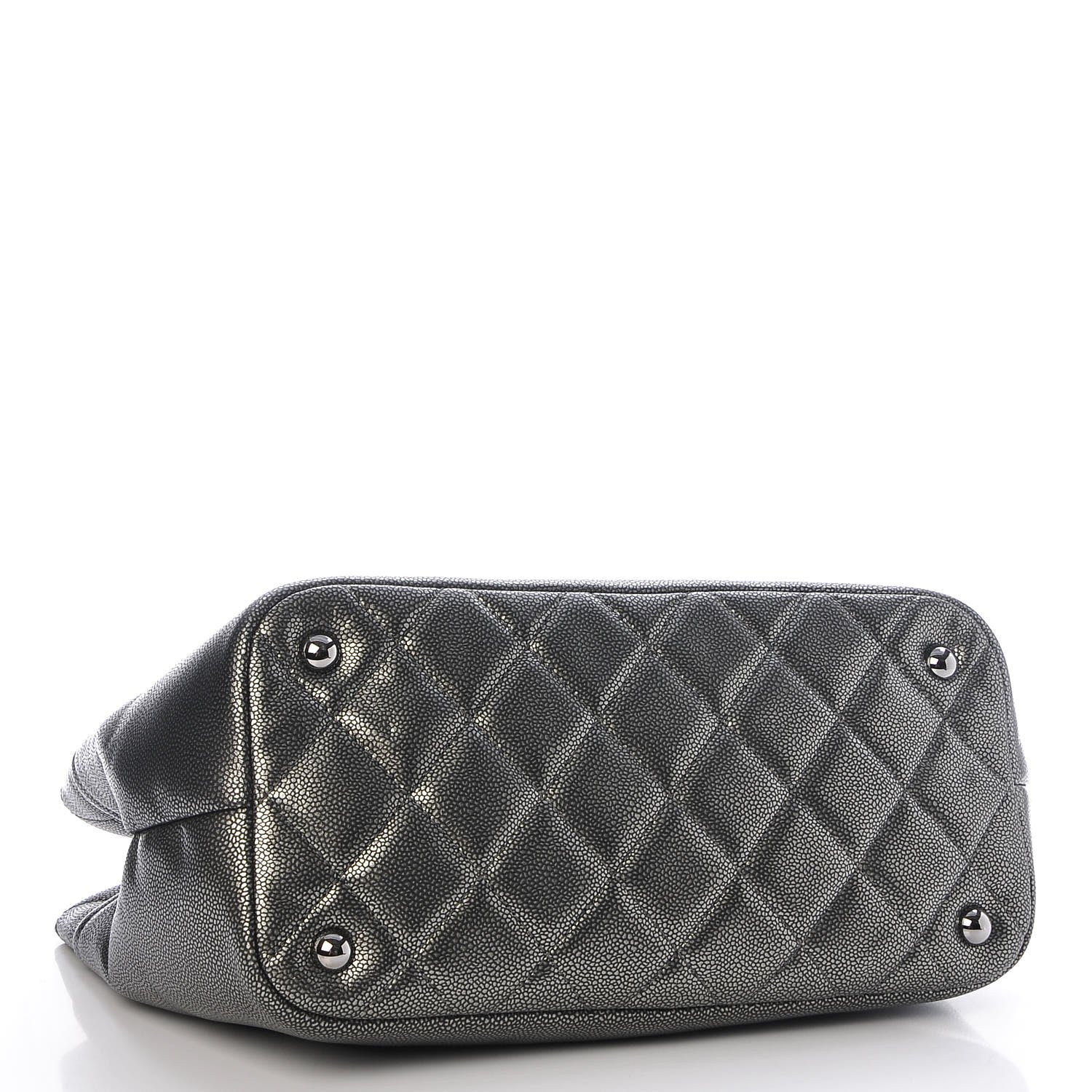 Chanel Metallic Caviar Quilted CC Timeless Tote Dark Silver 4 of 7