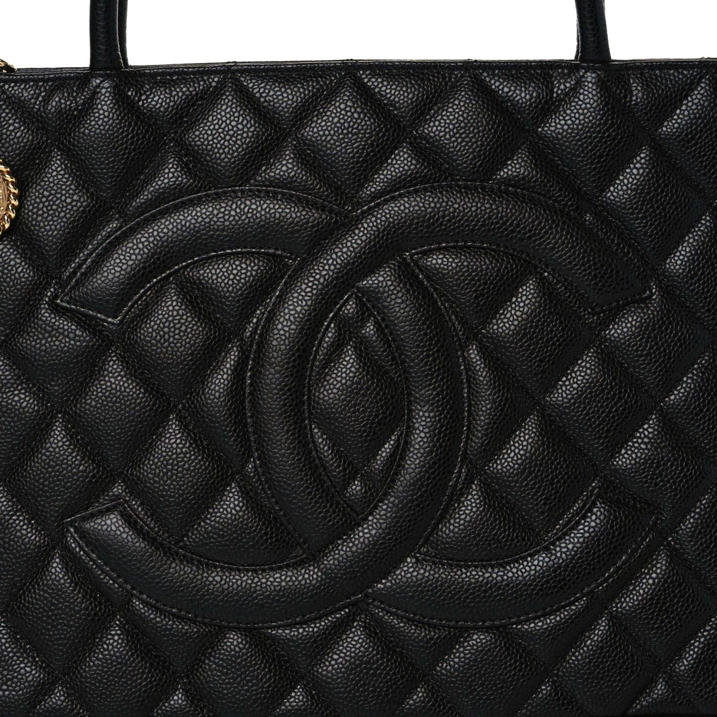 Caviar Quilted Medallion Tote Black