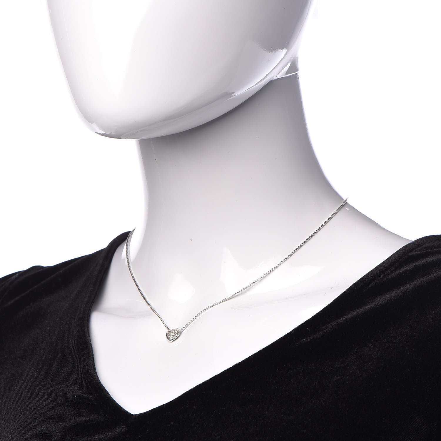 David Yurman Sterling Silver Diamond Petite Pave Heart Necklace 2 of 7