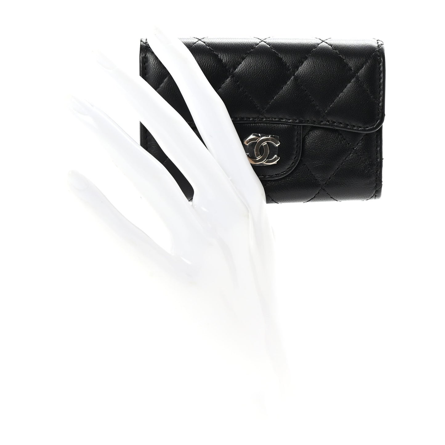 Lambskin Quilted Classic 4 Key Holder Wallet Black