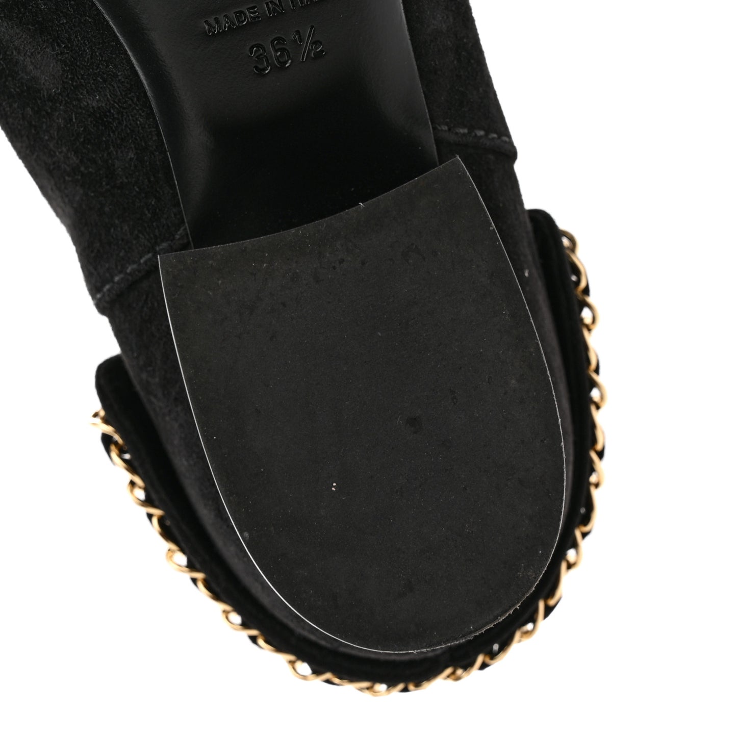 Suede Calfskin Chain CC Short Boots 36.5 Black