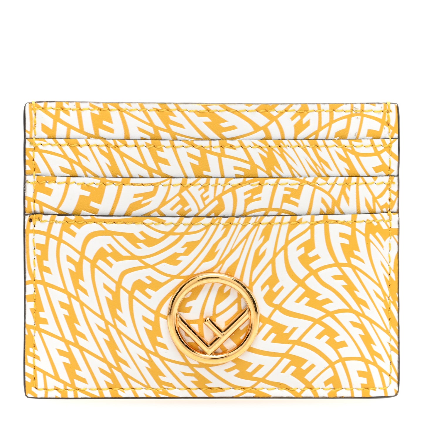 X SARAH COLEMAN Vitello Liberty Ceylon F is Fendi Micro FF Vertigo Embossed Card Holder Mimosa White