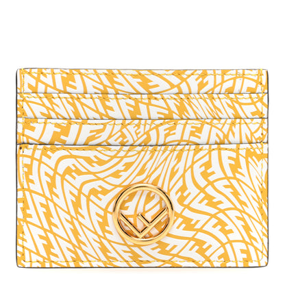 Fendi X SARAH COLEMAN Vitello Liberty Ceylon F is Fendi Micro FF Vertigo Embossed Card Holder Mimosa White 1 of 7