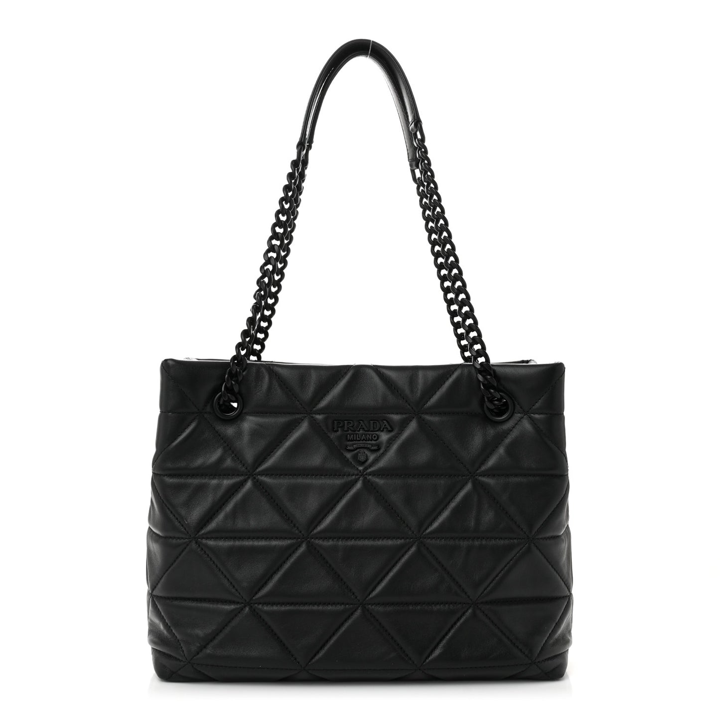 Nappa Quilted Monochrome Chain Tote Bag Black