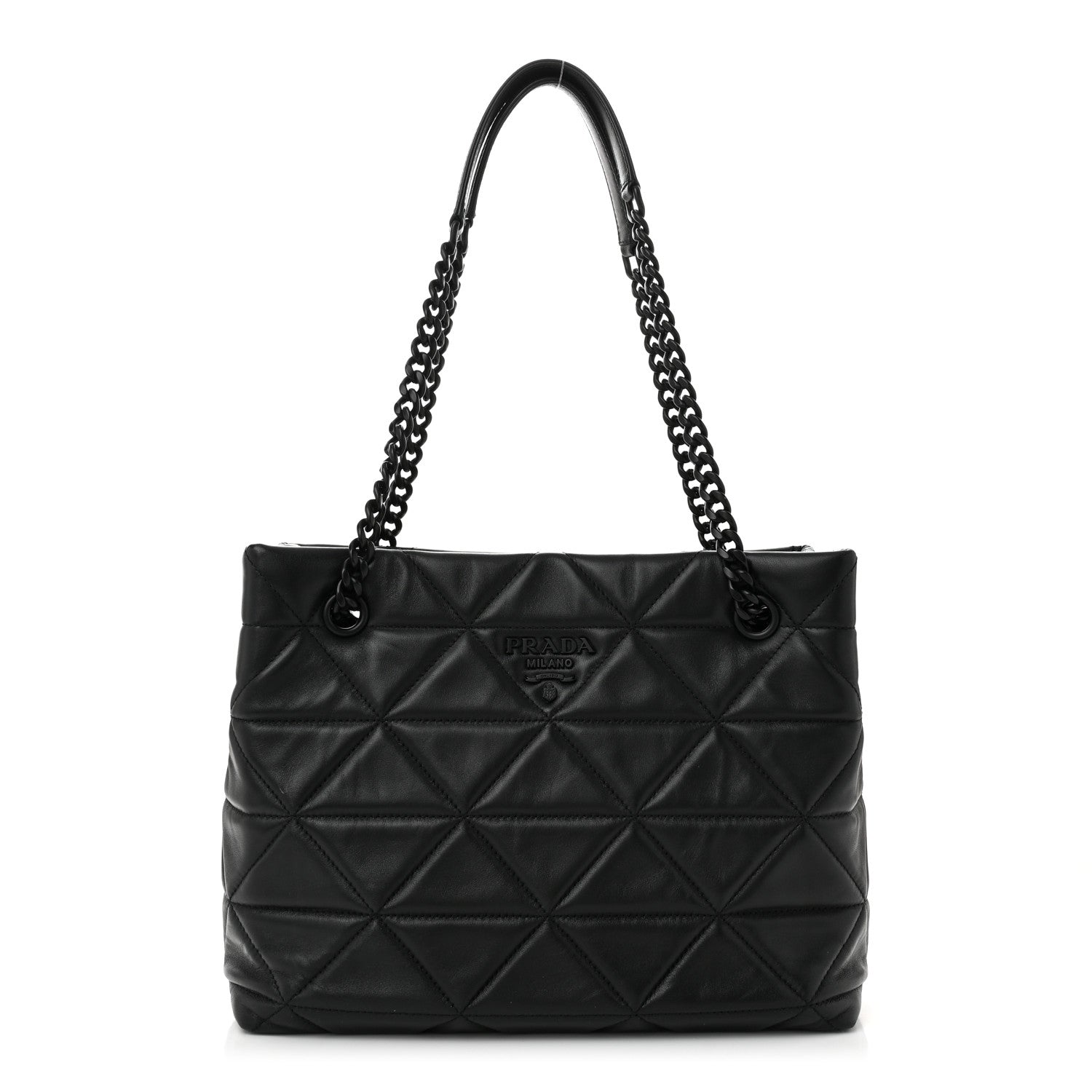 Prada Nappa Quilted Monochrome Chain Tote Bag Black 1 of 9