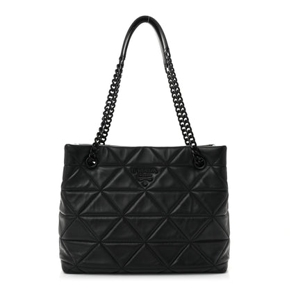 Prada Nappa Quilted Monochrome Chain Tote Bag Black 1 of 9