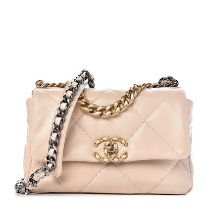Chanel Goatskin Quilted Medium 19 Flap Beige 1 of 10