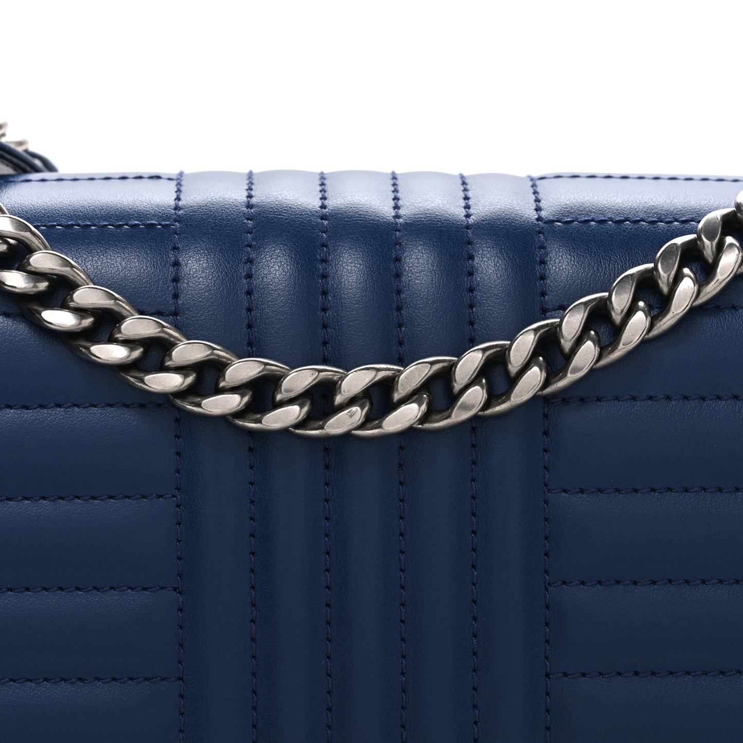 Soft Calfskin Impunture Diagramme Medium Chain Flap Shoulder Bag Bluette