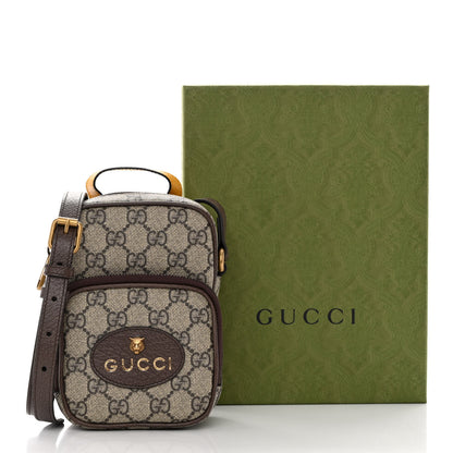 Gucci GG Supreme Monogram Mini Neo Vintage Double Zip Messenger Bag Beige New Acero Crop 12 of 12