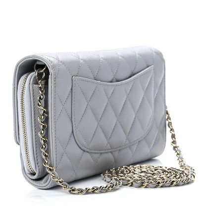 Chanel Caviar Quilted Phone Holder Wallet on Removable Chain Grey 4 of 13
