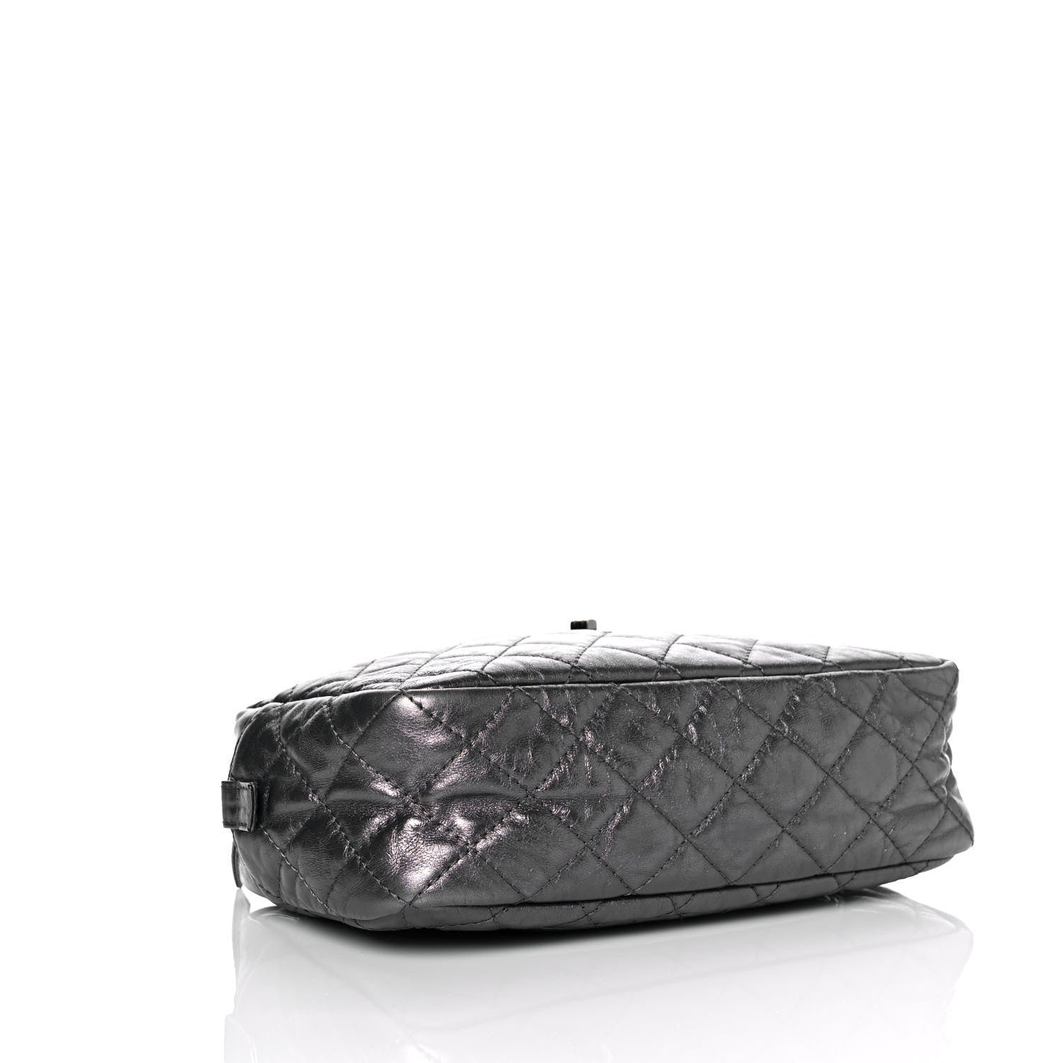 Chanel Metallic Aged Calfskin Quilted Medium Reissue Camera Case Dark Silver 3 of 8