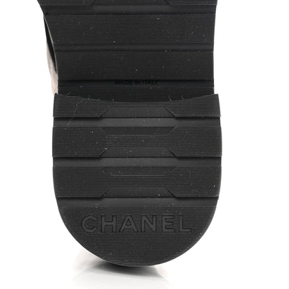 Chanel Fabric Grosgrain Quilted Cap Toe Lace Up Combat Boots 35.5 Gray 8 of 9