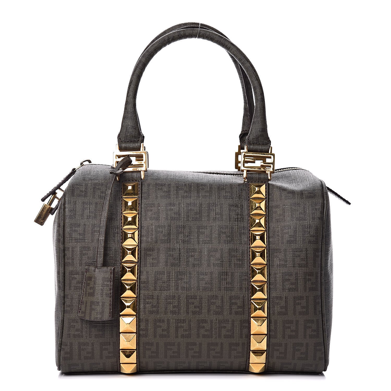 Fendi Zucchino Spalmati Studded Small Forever Boston Verde 1 of 10