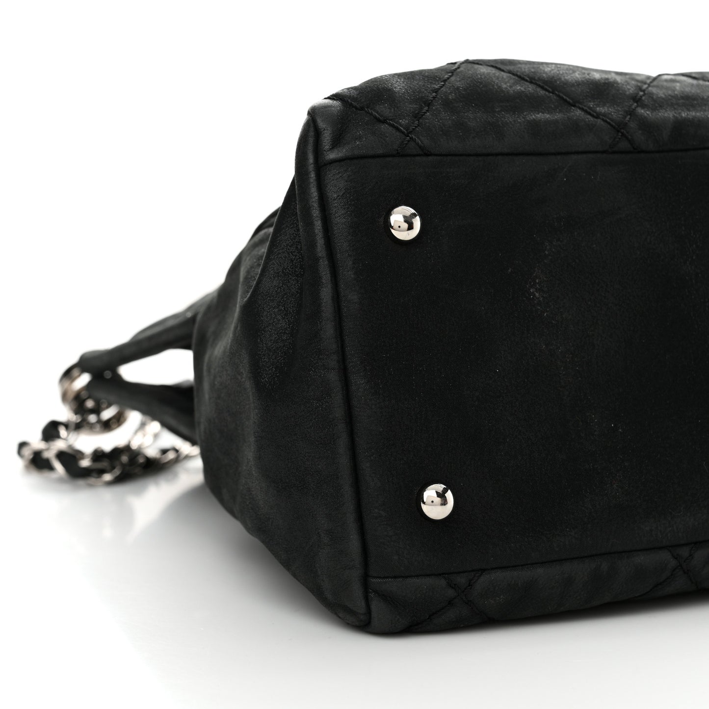 Iridescent Calfskin Quilted Small Sea Hit Tote Black