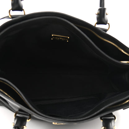 Salvatore Ferragamo Nylon Hammered Calfskin Batik Tote Black 5 of 9