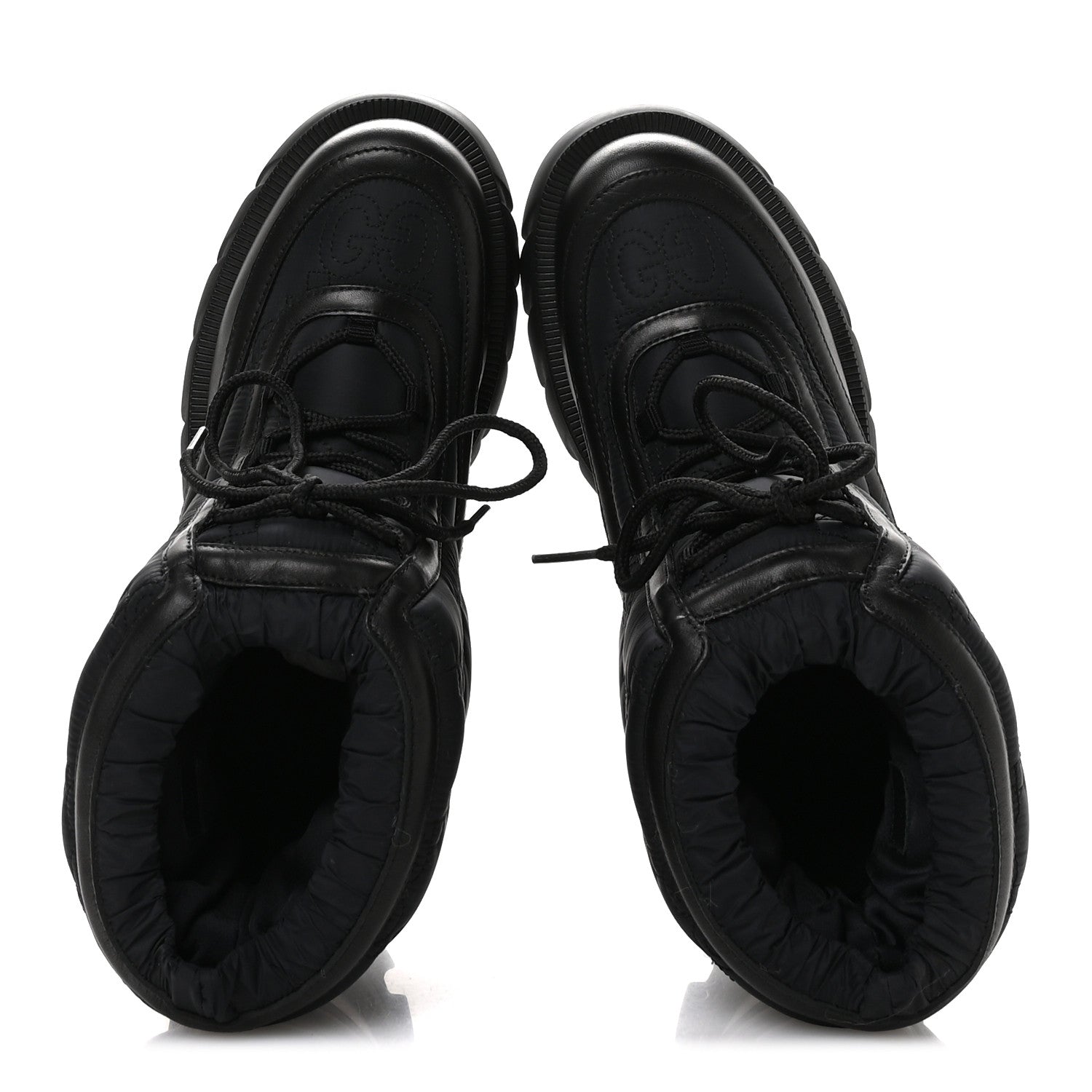 Gucci Nylon Calfskin GG Matelasse Lace Up Platform Ankle Boots 37 Black 2 of 8