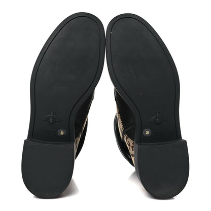 Gucci Flores Calfskin Monogram Maxi GG Nappa Matelasse Double G 40mm Ankle Boots 39 Black Camel Ebony 5 of 8