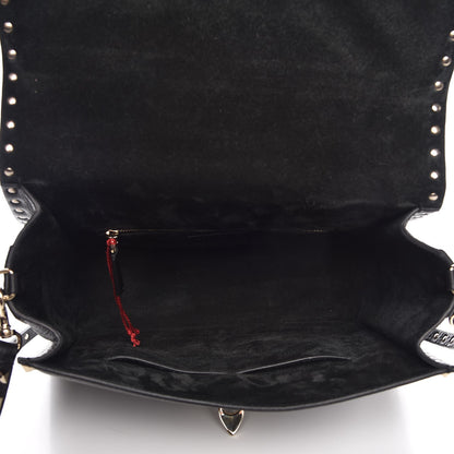 Valentino Garavani Grained Calfskin Rockstud Top Handle Flap Shoulder Bag Black 6 of 10