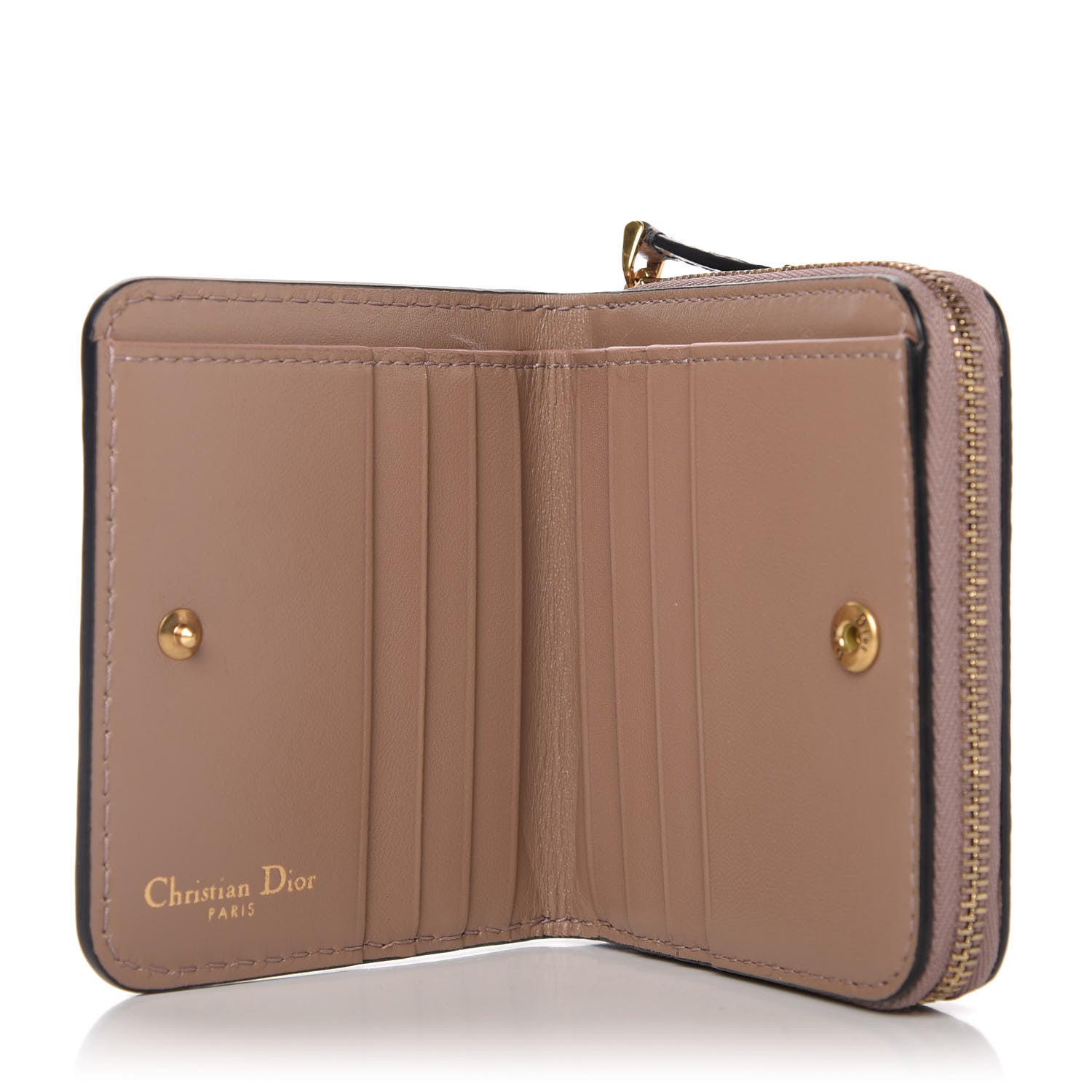 Christian Dior Calfskin D-Bee Compact Wallet Beige 5 of 8