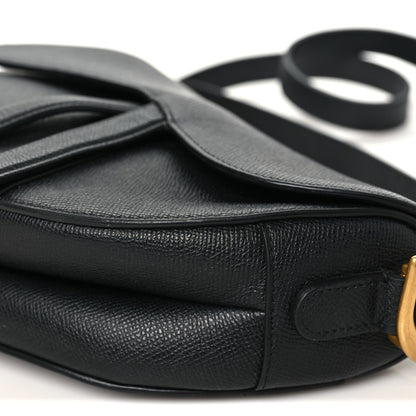 Christian Dior Grained Calfskin Saddle Bag With Strap Black 10 of 10