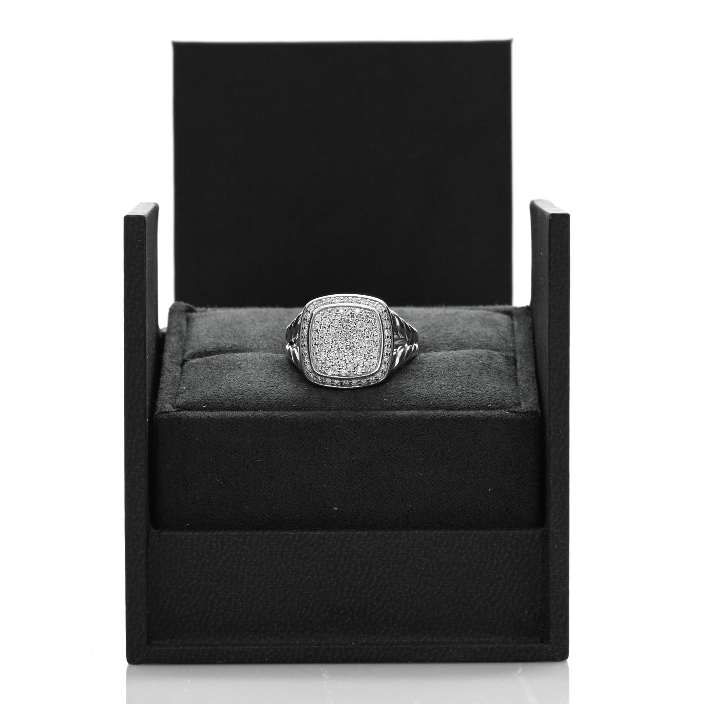 Sterling Silver Diamond 11mm Albion Pave Ring 54 7