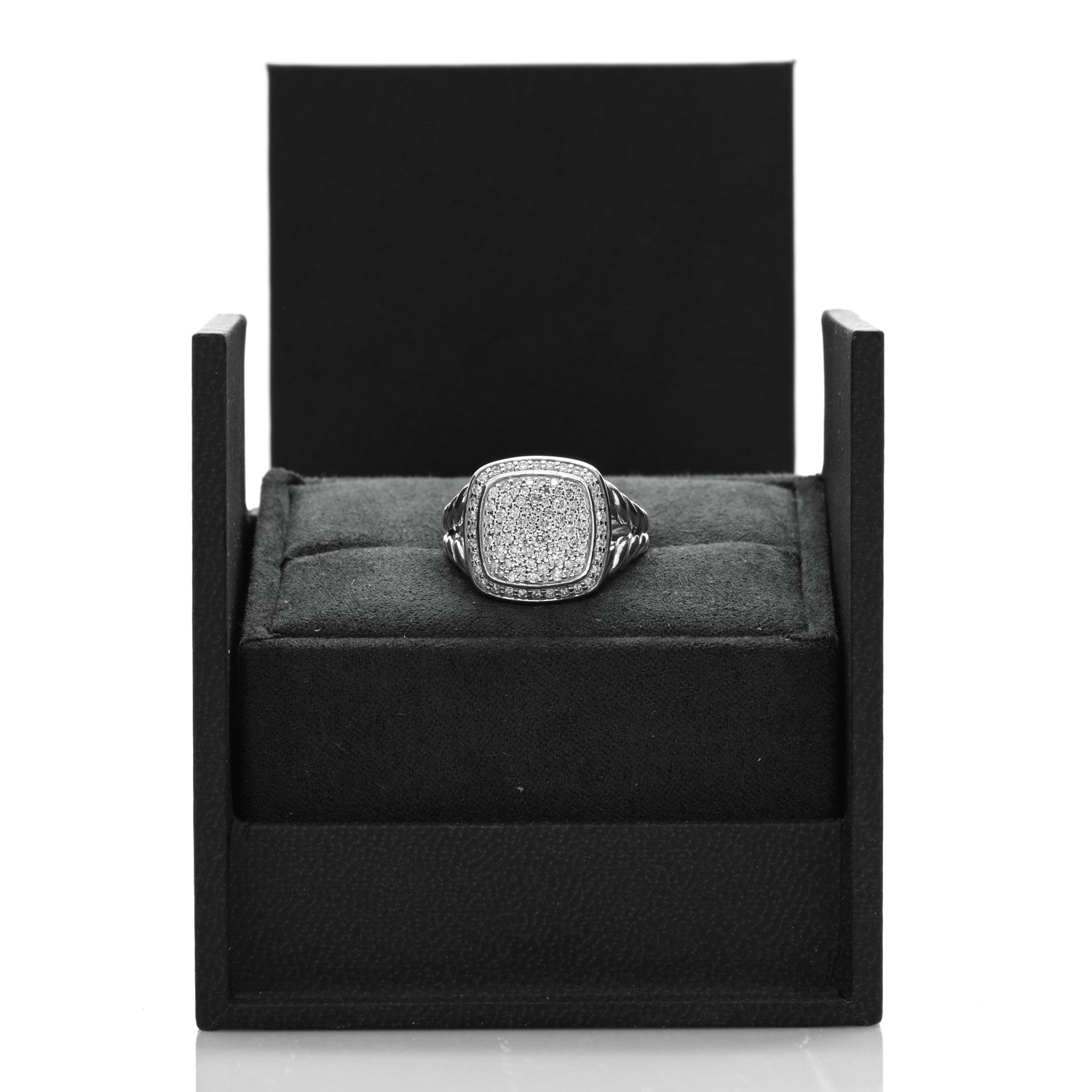 David Yurman Sterling Silver Diamond 11mm Albion Pave Ring 54 7 5 of 5
