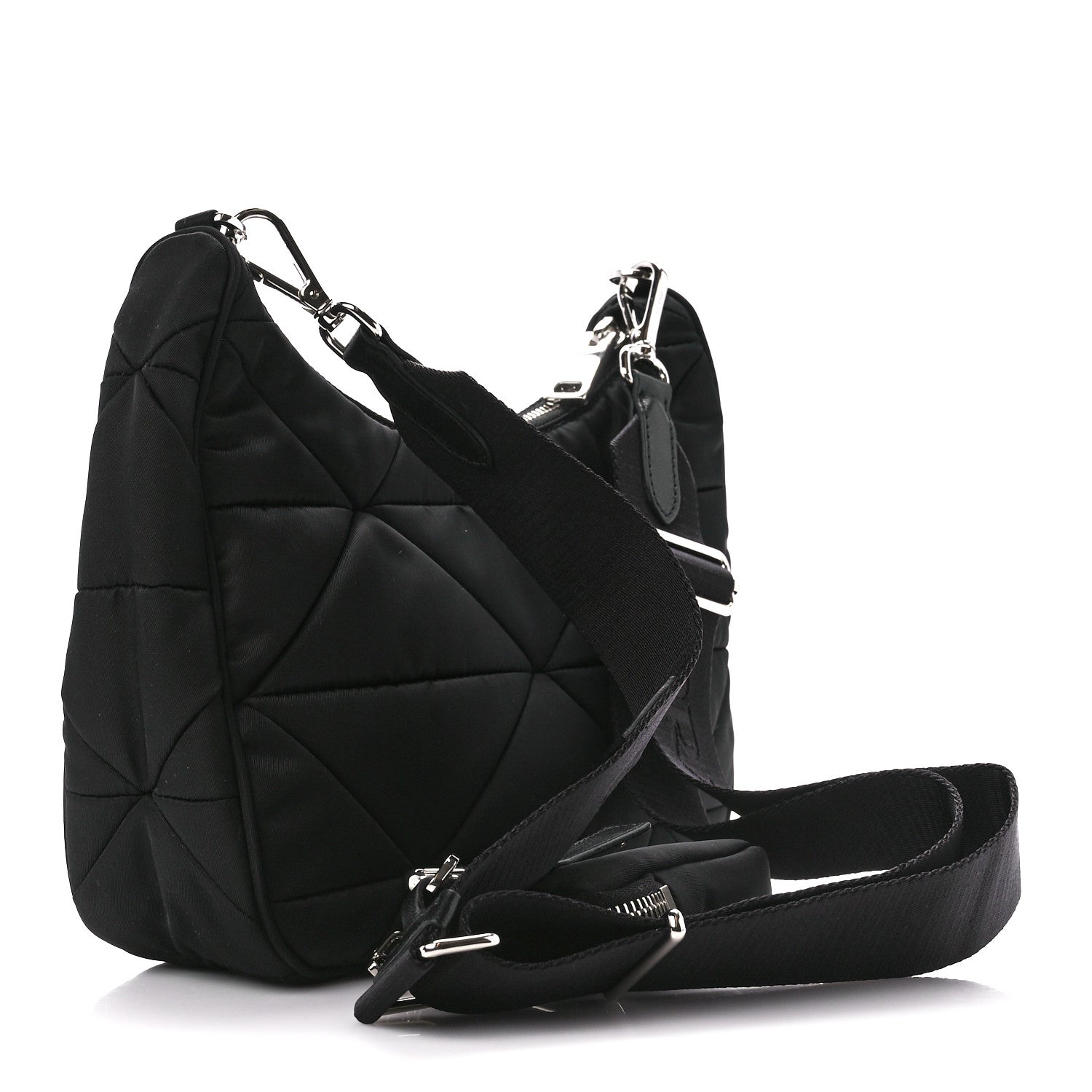 Prada Re-Nylon Triangle Padded Patchwork Shoulder Bag Black 3 of 11