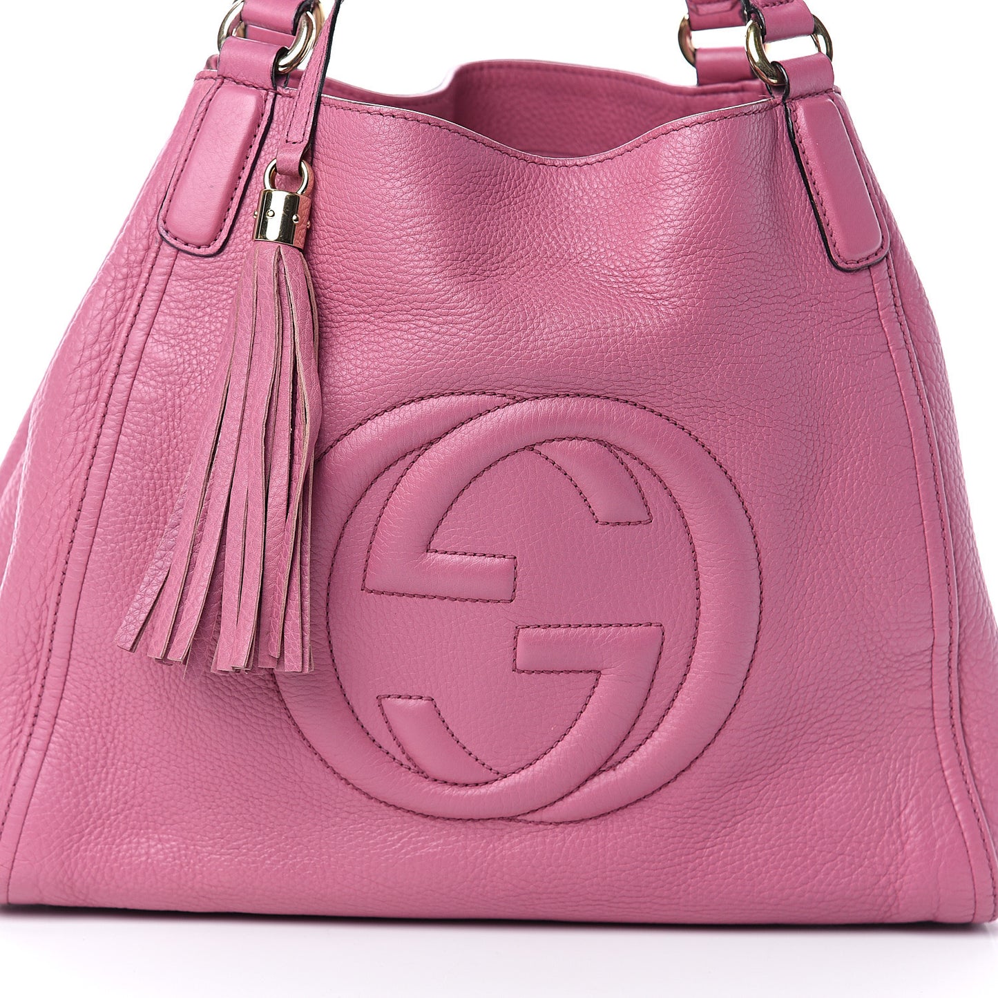 Pebbled Calfskin Medium Soho Shoulder Bag Fresia Rose