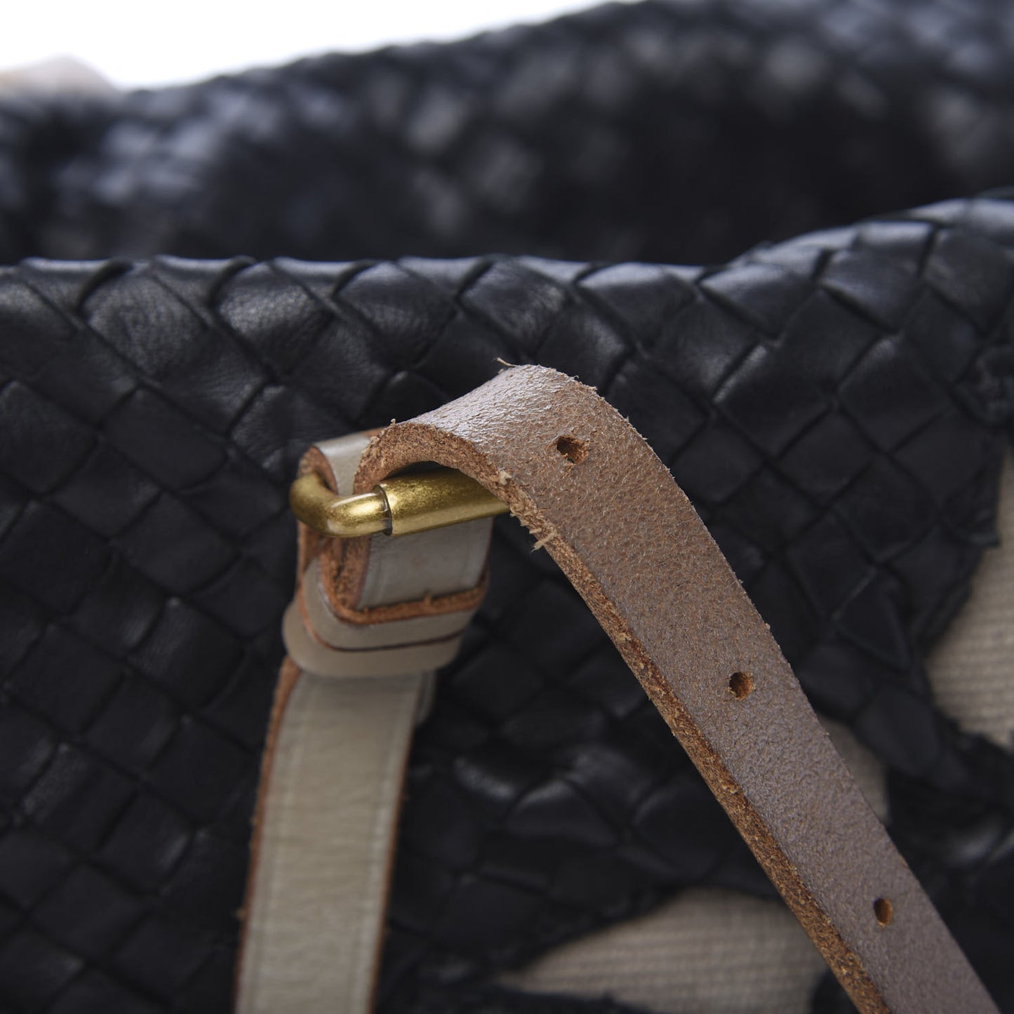 Nappa Intrecciato Mini Marquise Flower Tote Black