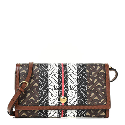 Burberry E-Canvas Monogram Stripe Hannah Wallet Bridle Brown 1 of 12
