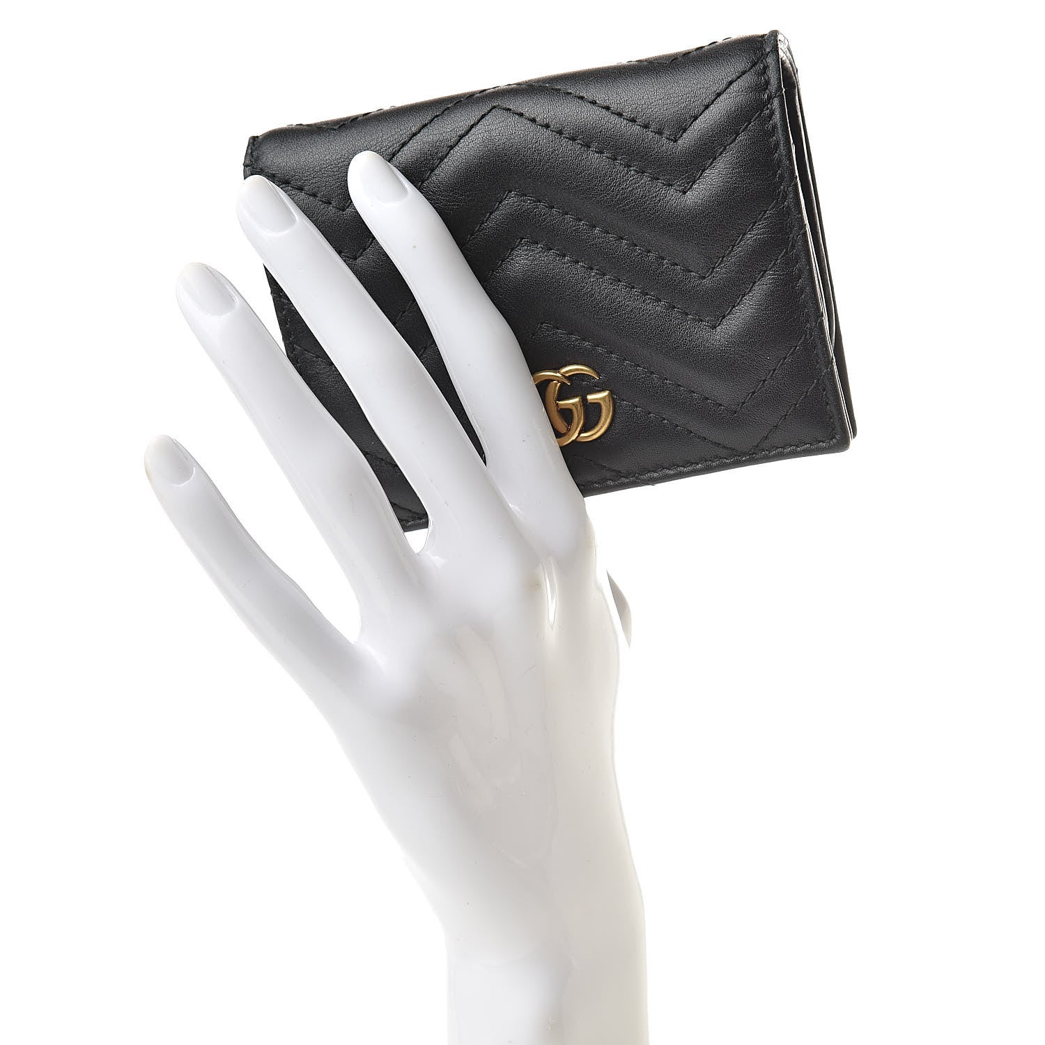 Gucci Calfskin Matelasse GG Marmont Card Case Wallet Black 2 of 8