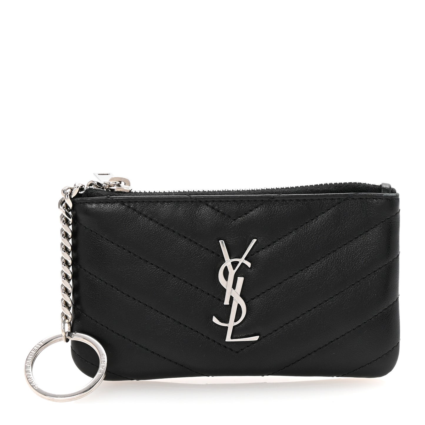 Calfskin Matelasse Monogram Key Pouch Black