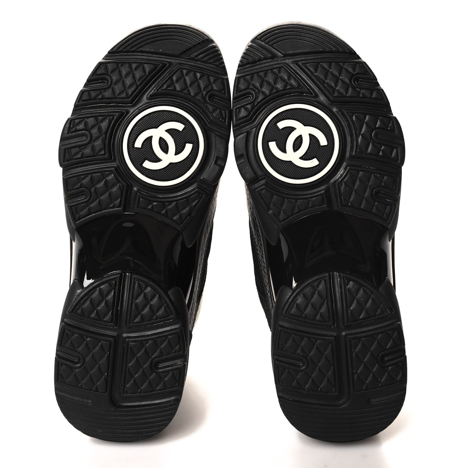 Chanel Mesh Suede Grained Calfskin Womens CC Sneakers 36 Black White 5 of 8