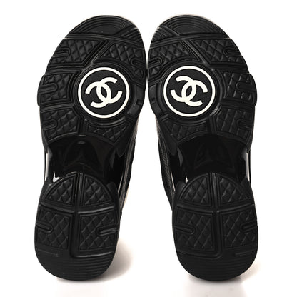 Chanel Mesh Suede Grained Calfskin Womens CC Sneakers 36 Black White 5 of 8