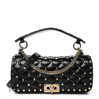 Valentino Garavani Calfskin Rockstud Spike Convertible Shoulder Bag Black 1 of 8