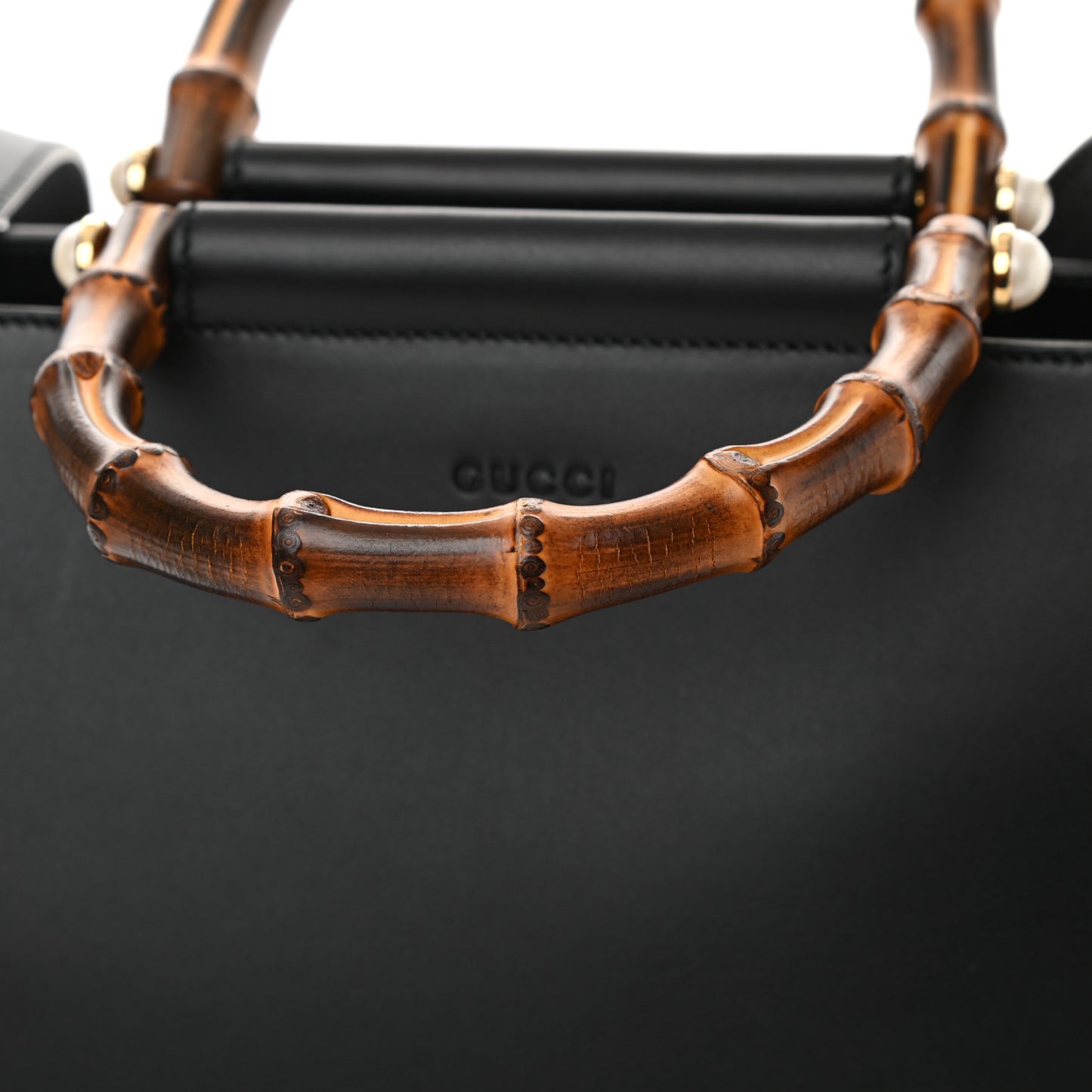 Nappa Bamboo Medium Nymphaea Top Handle Bag Black