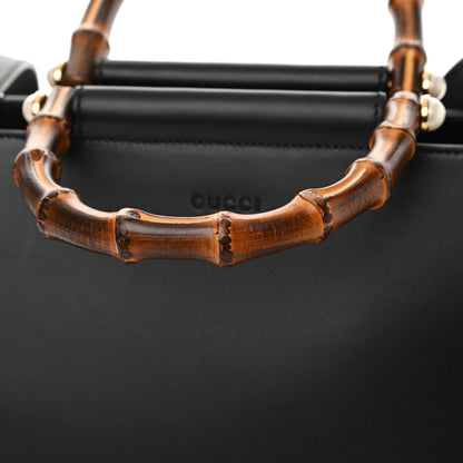 Gucci Nappa Bamboo Medium Nymphaea Top Handle Bag Black 12 of 12
