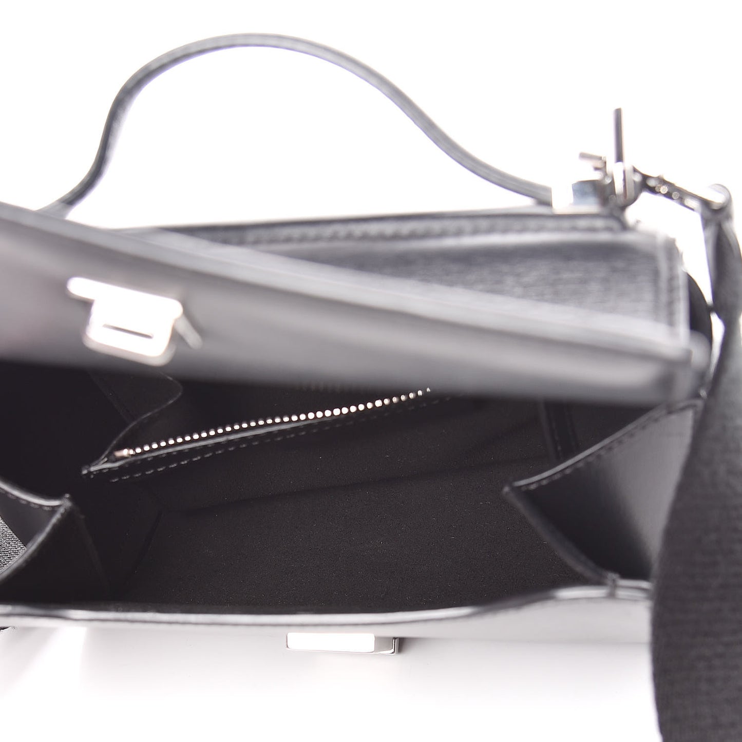 Calfskin Mini Pandora Box Logo Strap Crossbody Bag Black