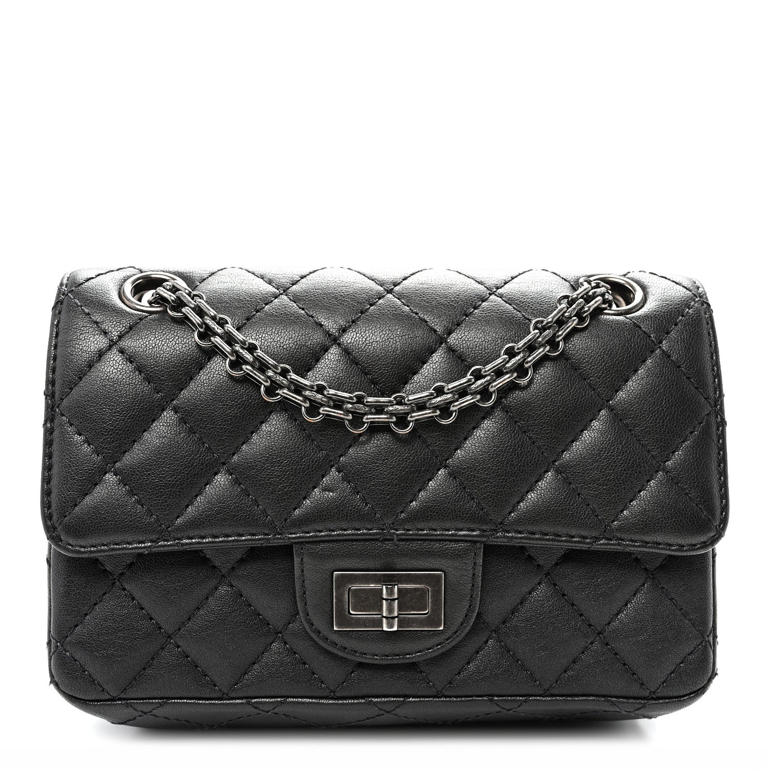 Chanel Metallic Sheepskin Quilted 2.55 Reissue Mini Flap Dark Silver 1 of 12