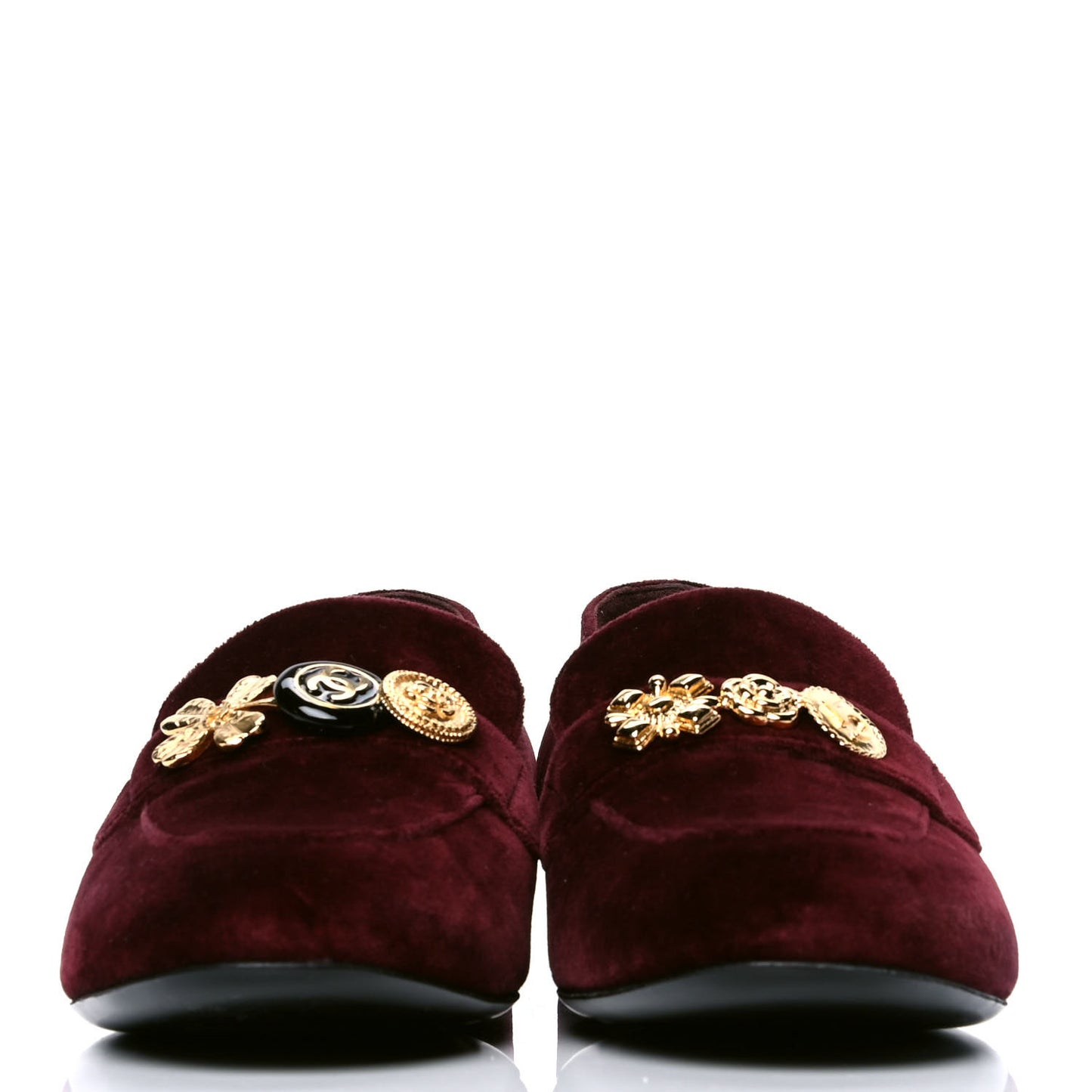 Velvet Moccasin Loafers 38.5 Burgundy