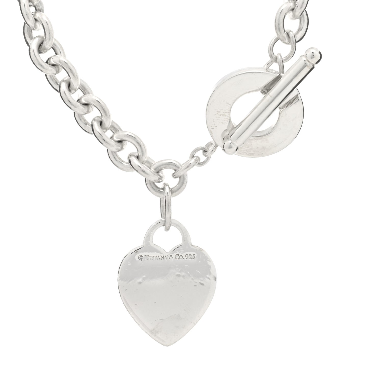 Sterling Silver Heart Tag Toggle Bracelet
