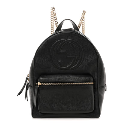Gucci Pebbled Calfskin Soho Chain Backpack Black 1 of 12
