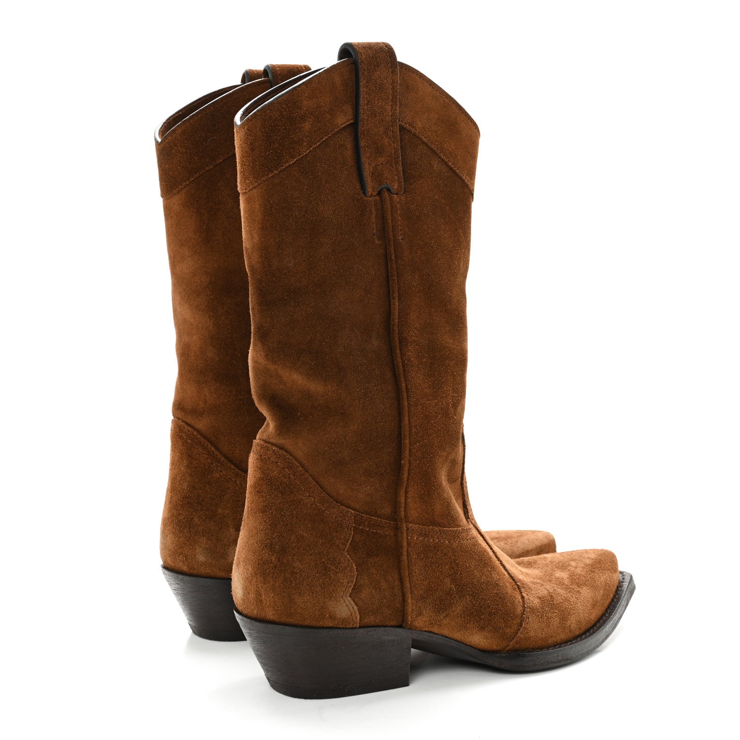 Saint Laurent Suede Houston Cowboy Boots 35 Brown 4 of 13