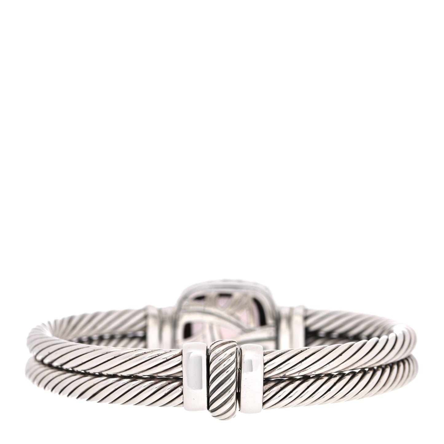 Sterling Silver Diamond Rose Quartz 14mm Albion Cable Bracelet