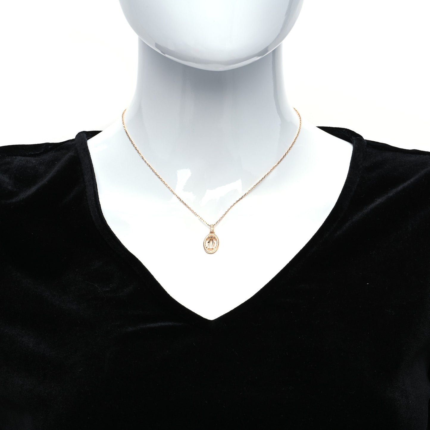 18K Pink Gold Diamond Logo Paved Pendant Necklace