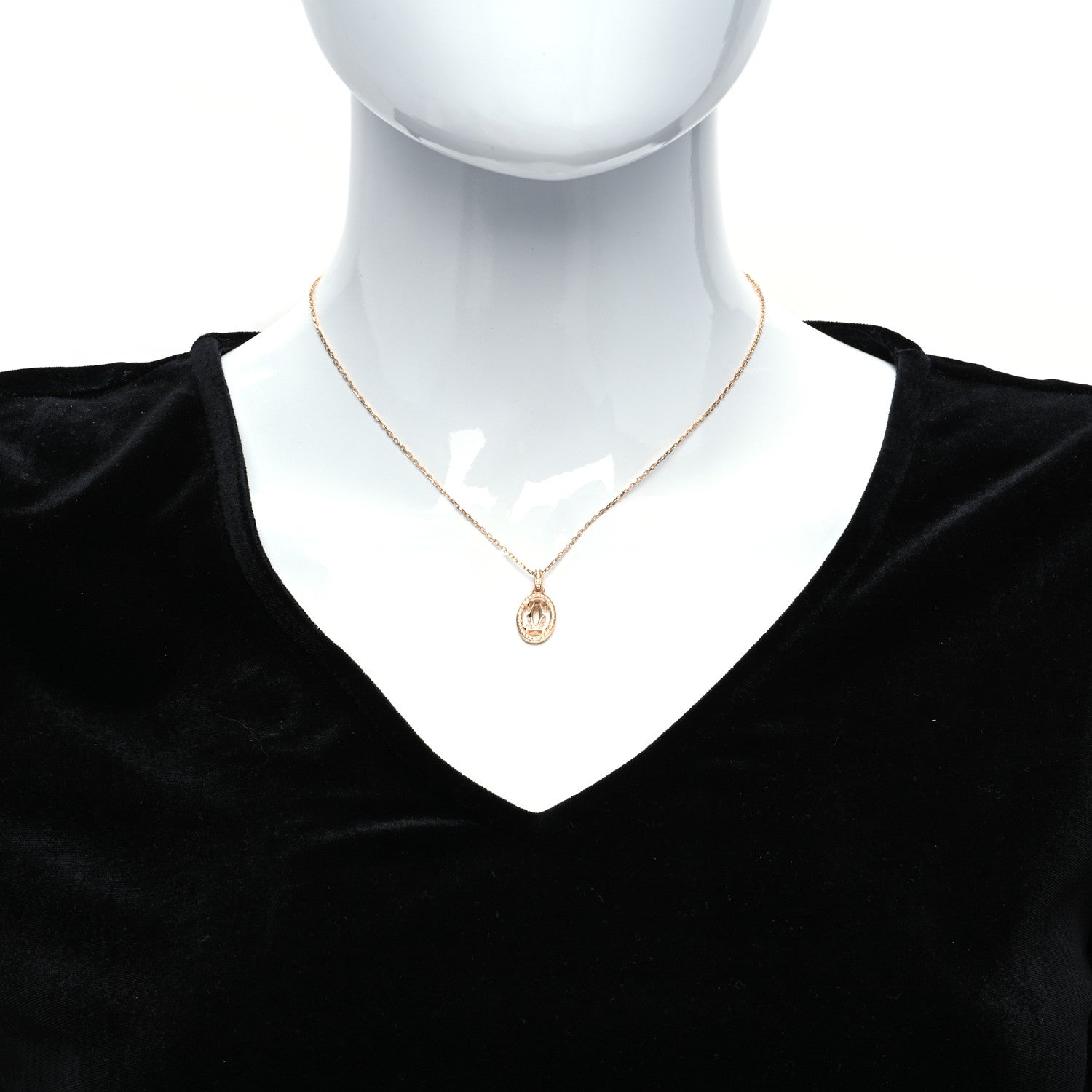Cartier 18K Pink Gold Diamond Logo Paved Pendant Necklace 2 of 7
