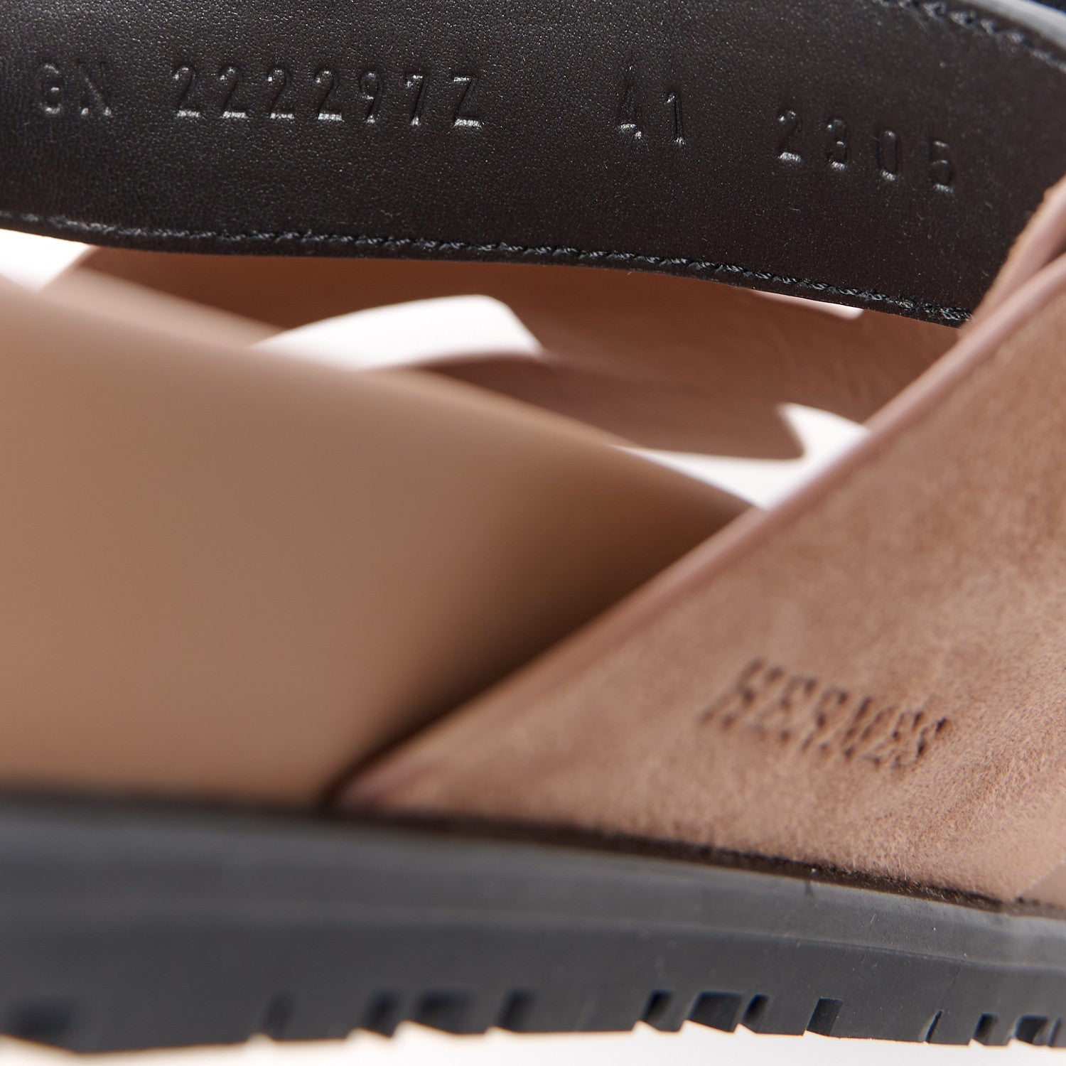 Hermes Suede Goatskin Womens Chypre Sandals 41 Rose Perle Black 8 of 8