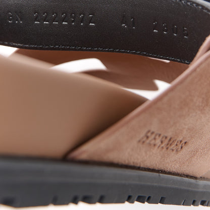 Hermes Suede Goatskin Womens Chypre Sandals 41 Rose Perle Black 8 of 8